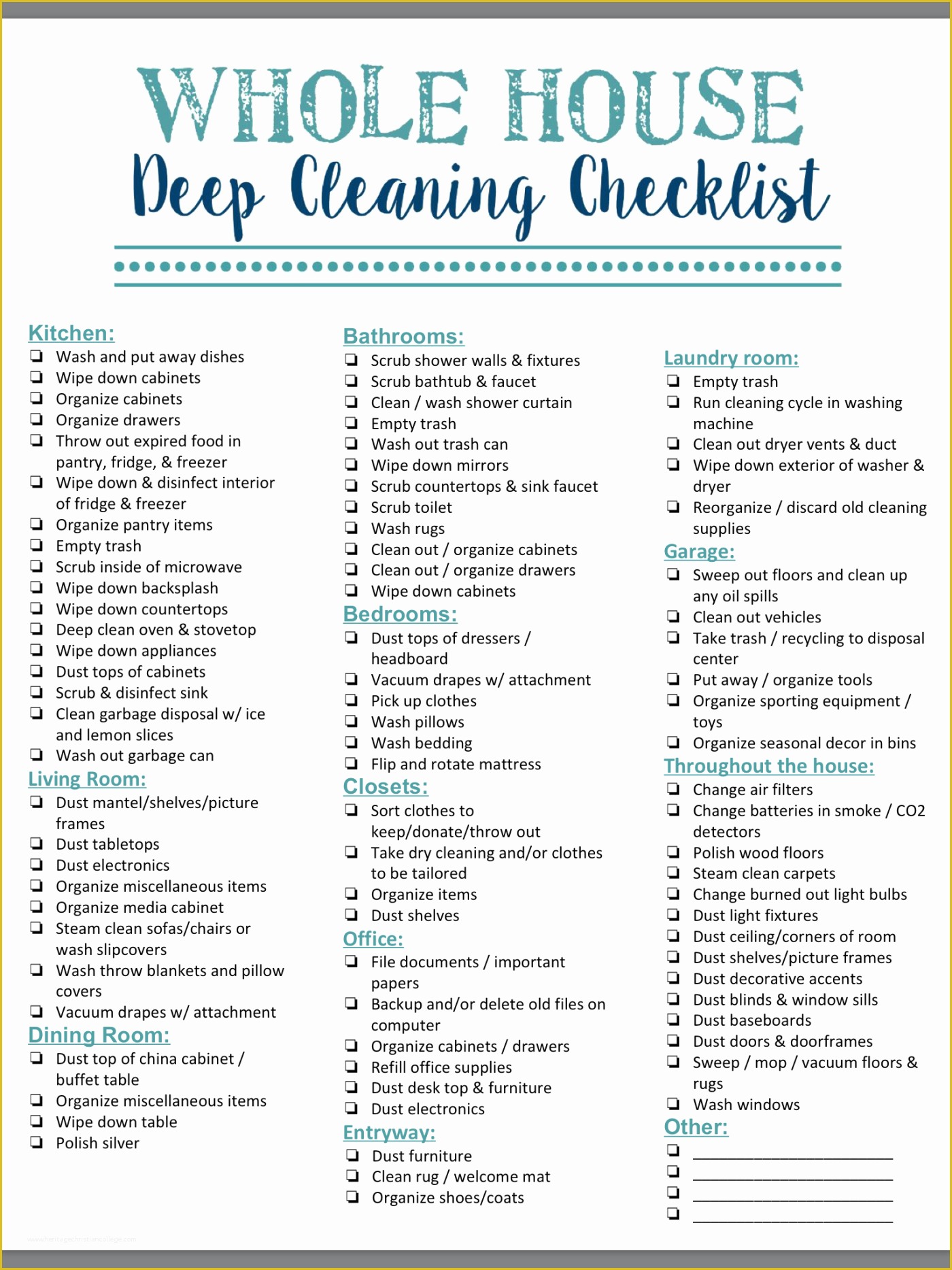 House Cleaning Checklist Template Free Of 40 Helpful House Cleaning Checklists for You
