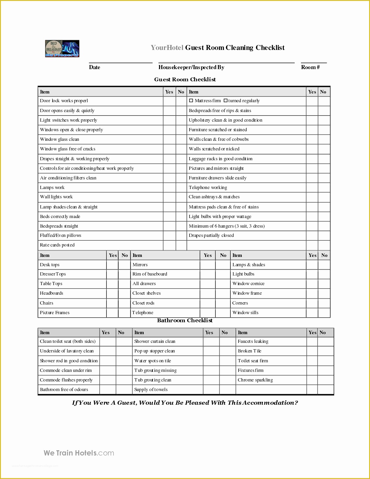 House Cleaning Checklist Template Free Of 8 Best Of Free Printable Housekeeping Checklists
