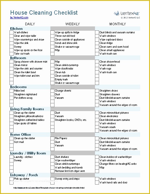 House Cleaning Checklist Template Free Of Cleaning Schedule Template Printable House Cleaning