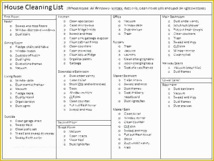 House Cleaning Checklist Template Free Of House Cleaning Checklist Unique Ideas Spring