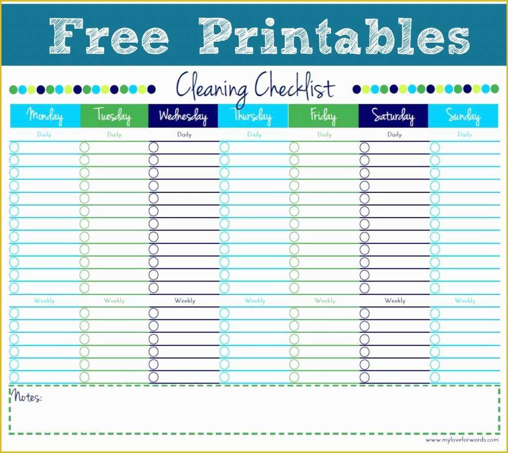 House Cleaning Checklist Template Free Of Printables My Love for Words