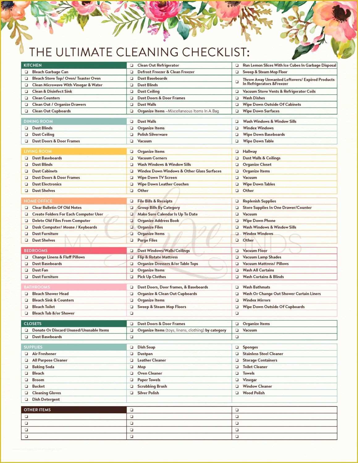 House Cleaning Checklist Template Free Of the Ultimate House Cleaning Checklist Printable Pdf