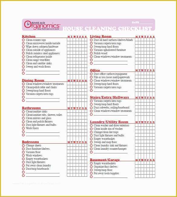 House Cleaning Templates Free Of Cleaning List Template – 10 Free Sample Example format