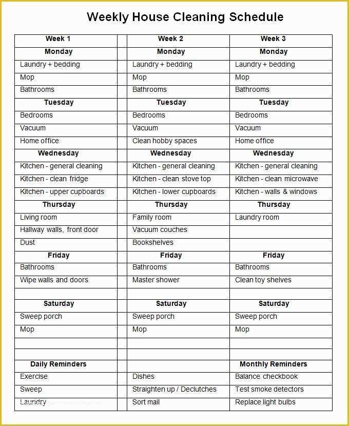 House Cleaning Templates Free Of Cleaning Schedule Template – 24 Free Word Excel Pdf