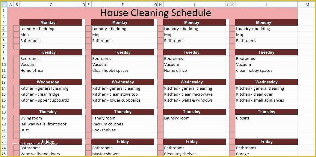 House Cleaning Templates Free Of House Cleaning Schedule Template organized and Clean Home