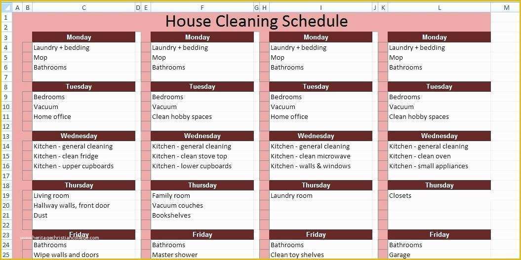 House Cleaning Templates Free Of House Cleaning Schedule Template organized and Clean Home