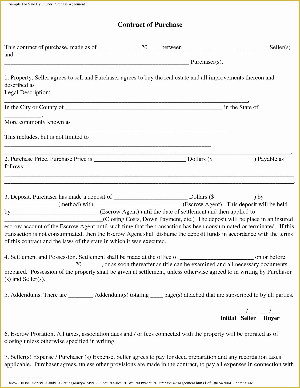 House For Sale By Owner Contract Template Free Of 6 Sample Home Sales 