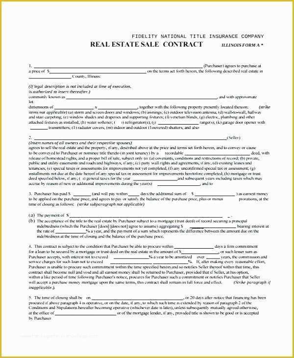 House for Sale by Owner Contract Template Free Of Real Estate Sales Contract Template
