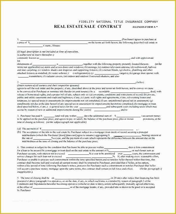 House for Sale by Owner Contract Template Free Of Real Estate Sales Contract Template