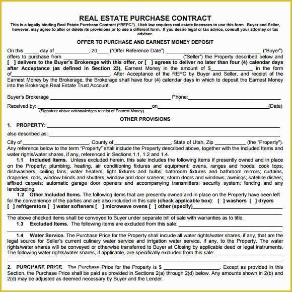 House for Sale by Owner Contract Template Free Of Sample Real Estate Purchase Agreement 7 Examples format