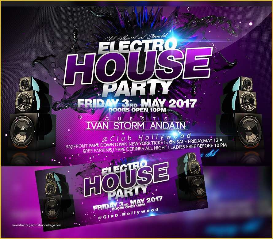 House Party Flyer Template Free Of Electro House Party Flyer Experience I for Your Awesome