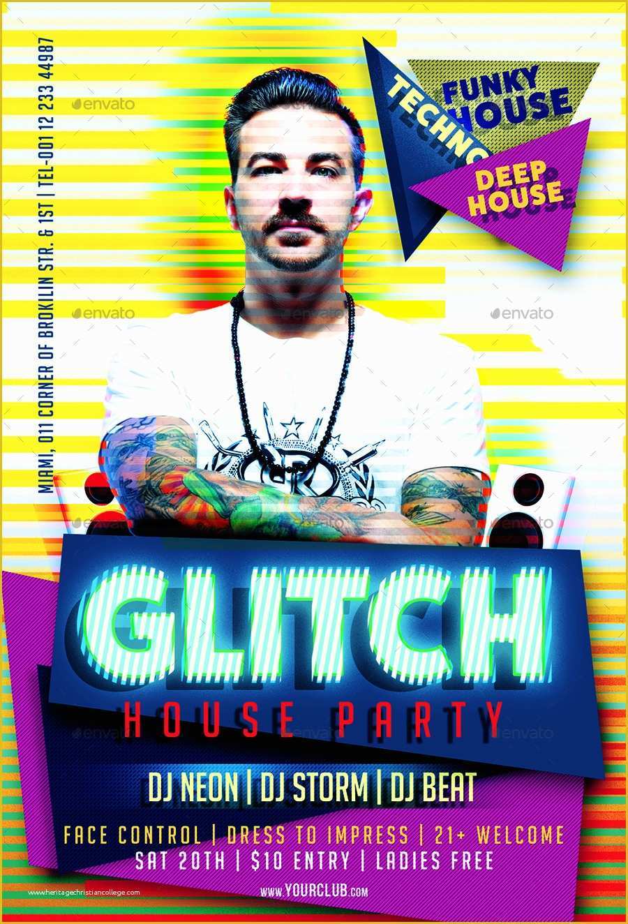 House Party Flyer Template Free Of Glitch House Party Flyer Template by Desi and Amazing Free