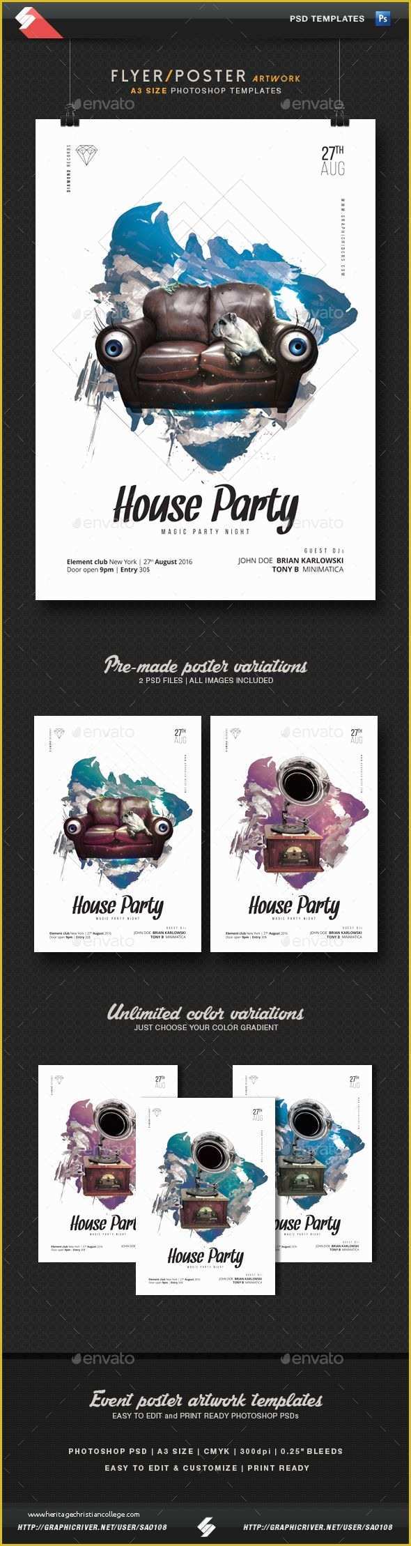 House Party Flyer Template Free Of House Party Minimal Flyer Poster Templates A3