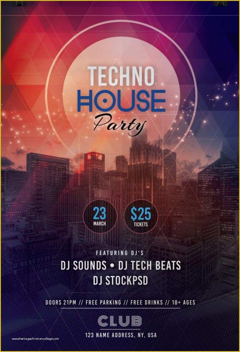 House Party Flyer Template Free Of Tech House Party – Free Psd Flyer Template