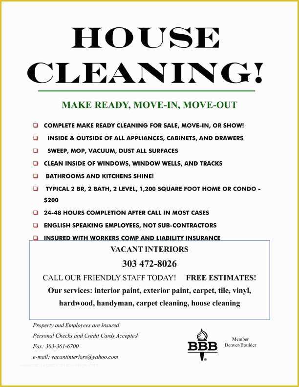 Housekeeping Flyer Templates Free Of 8 Best Of Cleaning Business Flyer Templates Free