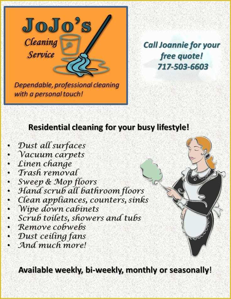 Housekeeping Flyer Templates Free Of Jojo S Cleaning Service Flyer