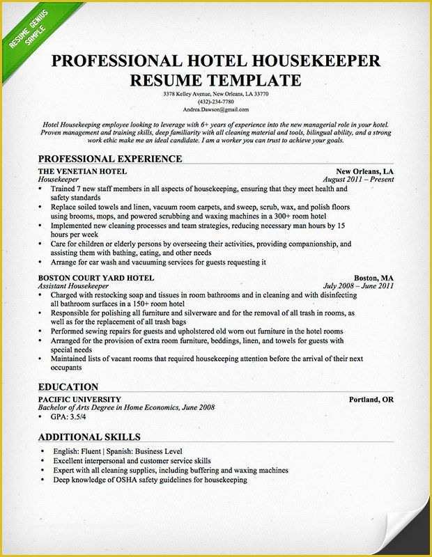 Housekeeping Website Templates Free Download Of Professional Housekeeper Maid Resume Template Free