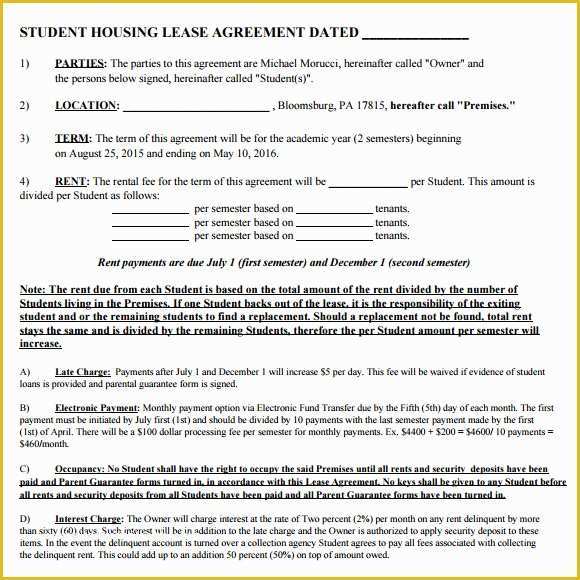 Housing Lease Template Free Of 10 Sample House Lease Agreements