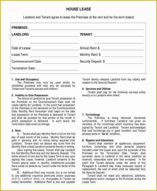 Housing Lease Template Free Of 18 House Rental Agreement Templates Doc Pdf