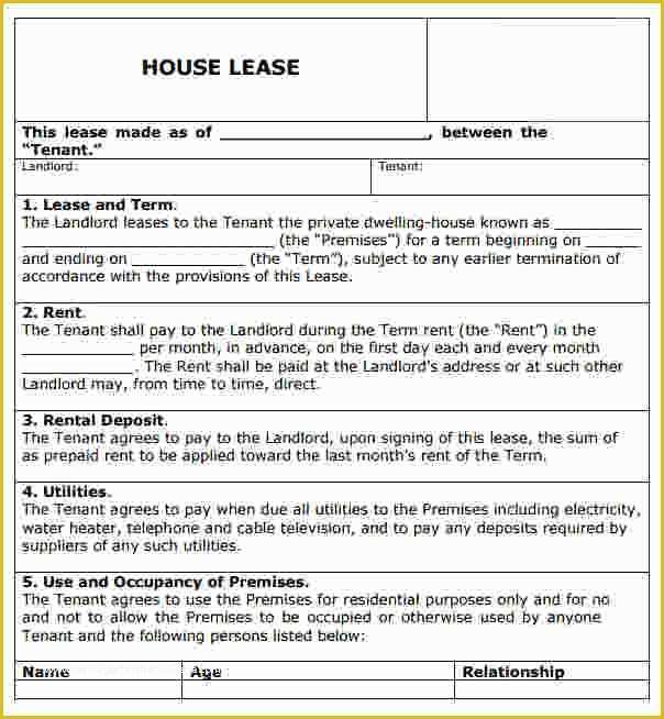 Housing Lease Template Free Of 3 House Rental Agreement
