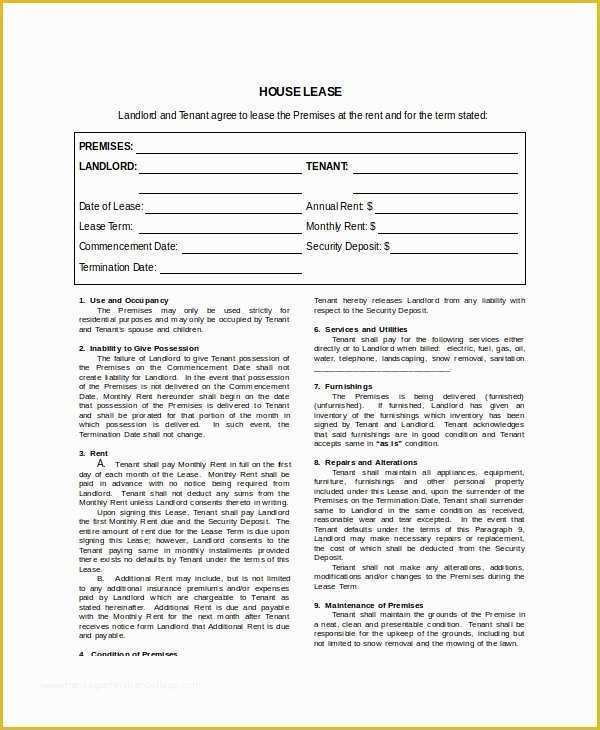 Housing Lease Template Free Of House Lease Template 7 Free Word Pdf Documents
