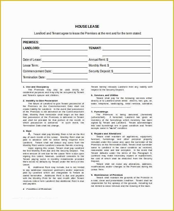 Housing Lease Template Free Of House Lease Template 7 Free Word Pdf Documents