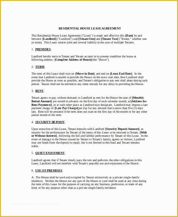 Housing Lease Template Free Of Rental Agreement Template 11 Free Word Pdf Documents