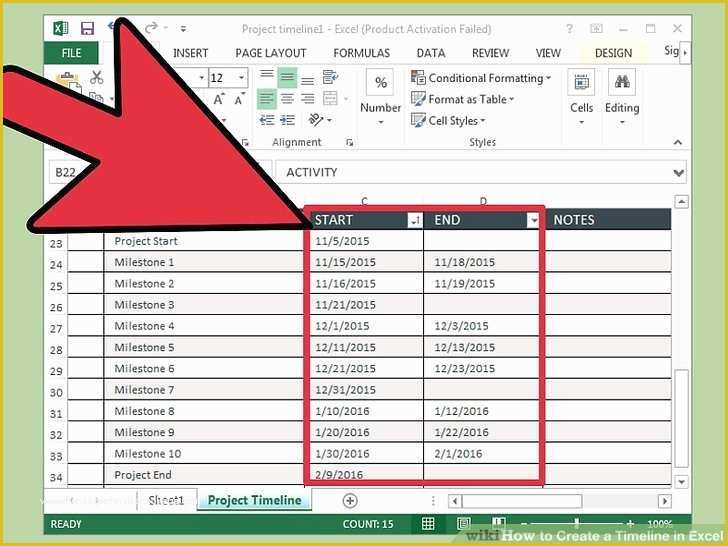 How to Create A Timeline In Excel Free Timeline Template Of 3 Ways to Create A Timeline In Excel Wikihow