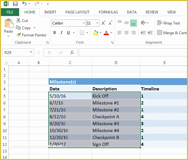 How to Create A Timeline In Excel Free Timeline Template Of Excel Timeline Tutorial Free Template Export to Ppt