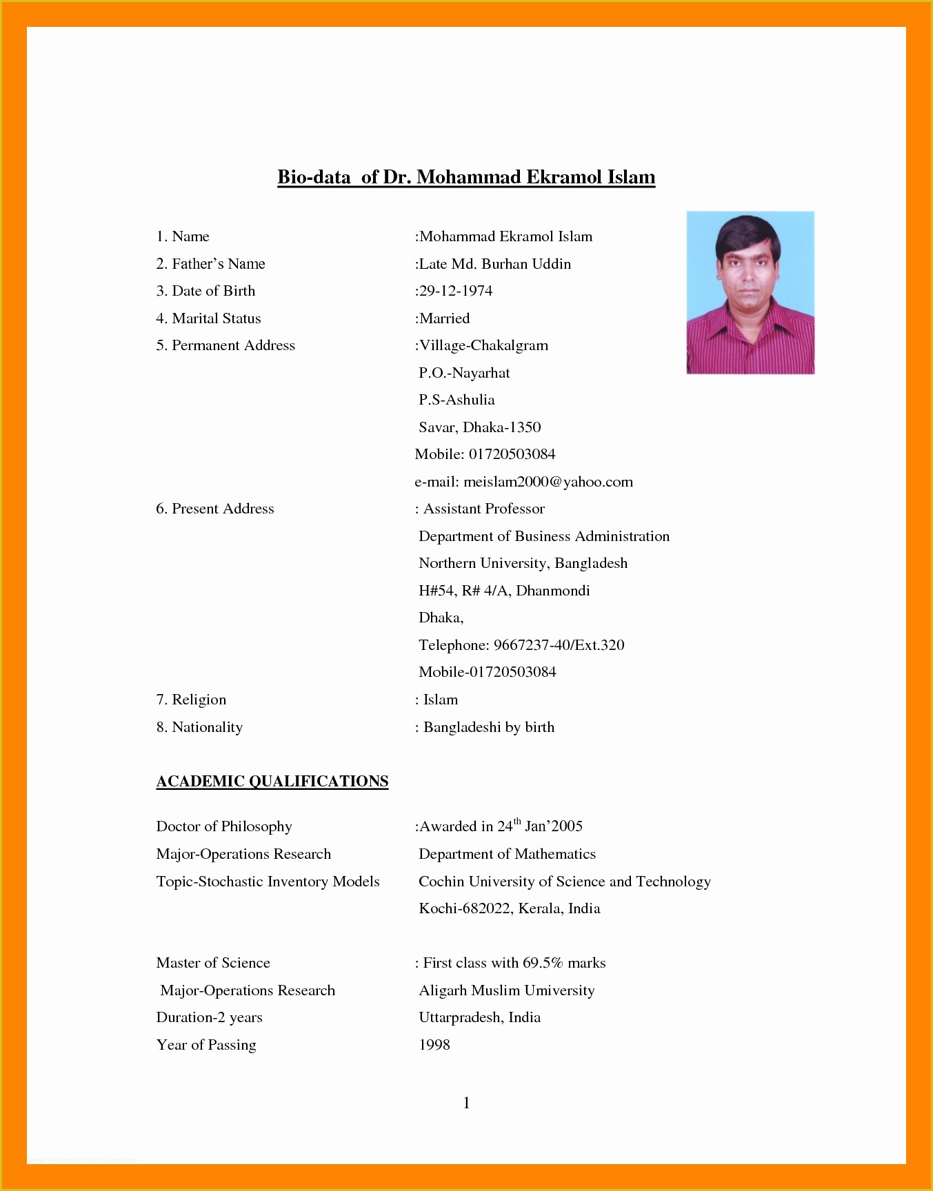How to Make A Resume Free Template Of 9 Biodata Samples for Job