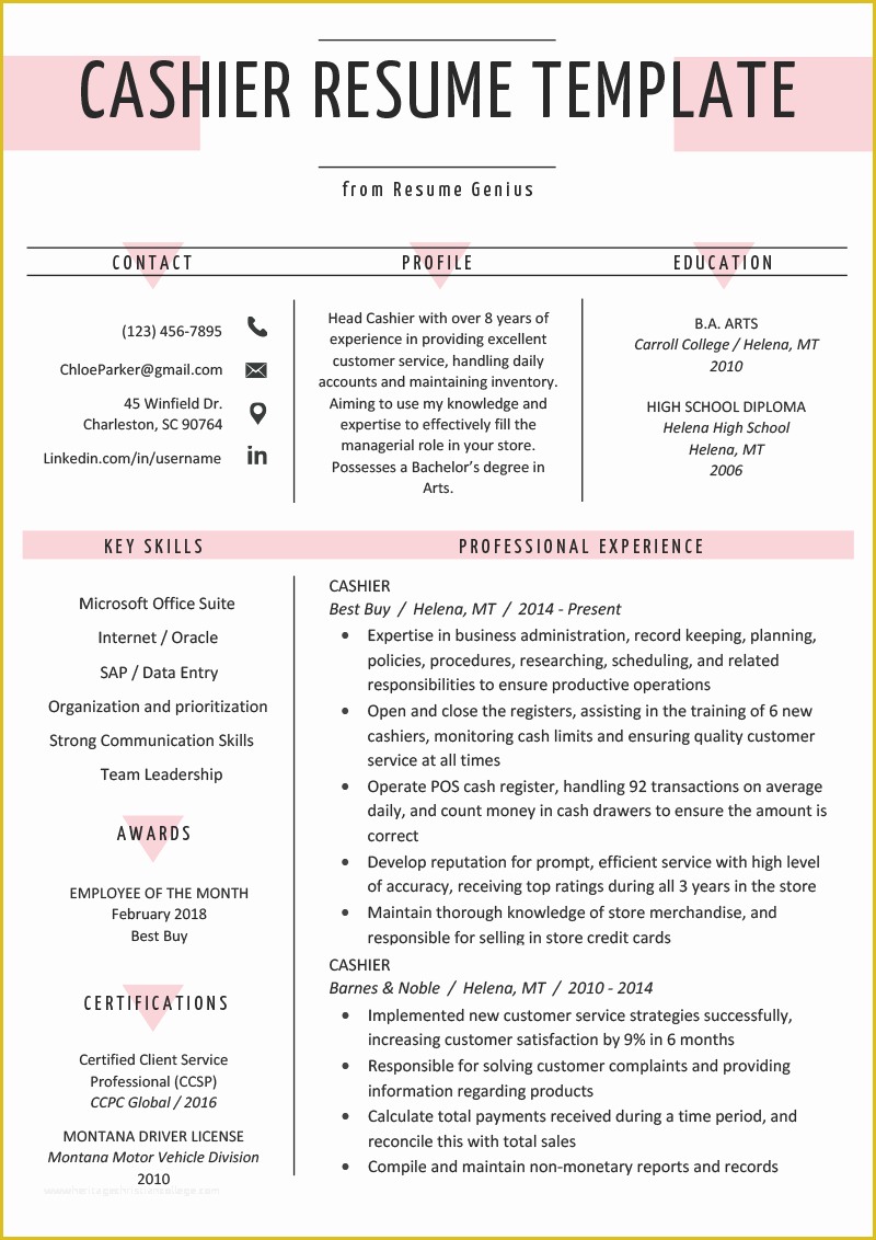 How to Make A Resume Free Template Of Cashier Resume Sample & Writing Guide