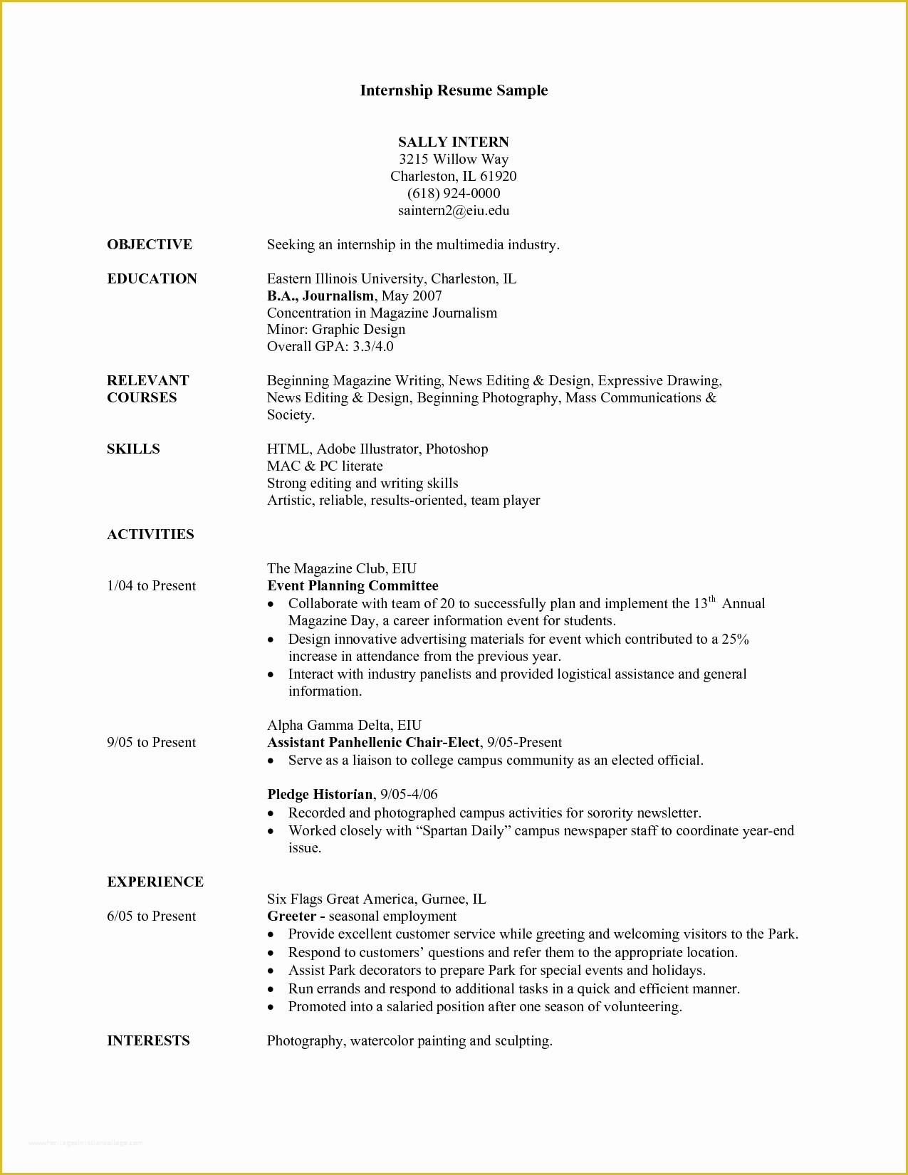 How to Make A Resume Free Template Of College Student Resume for Internship