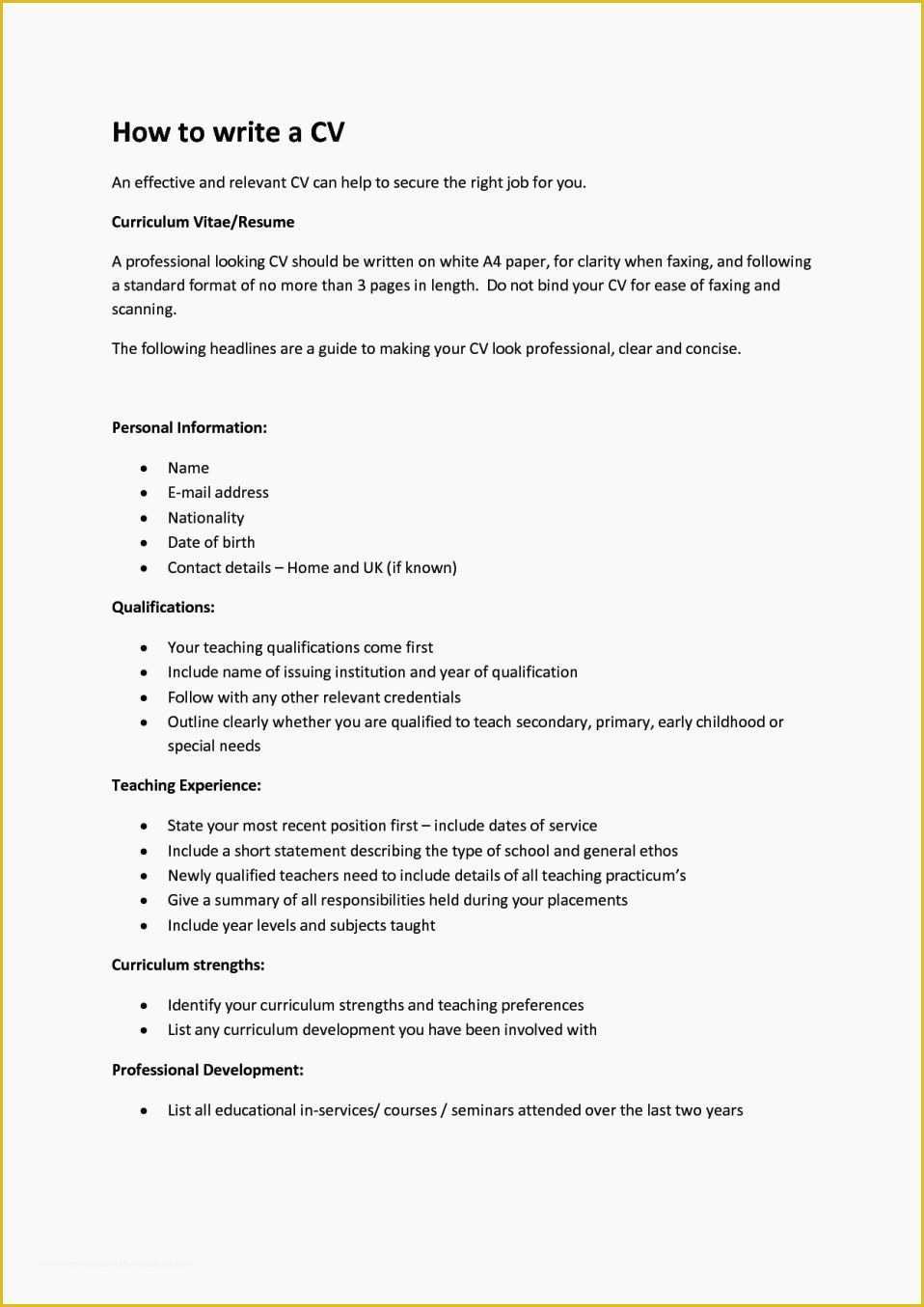 How to Make A Resume Free Template Of How to Write A Cv for A 16 Year ...