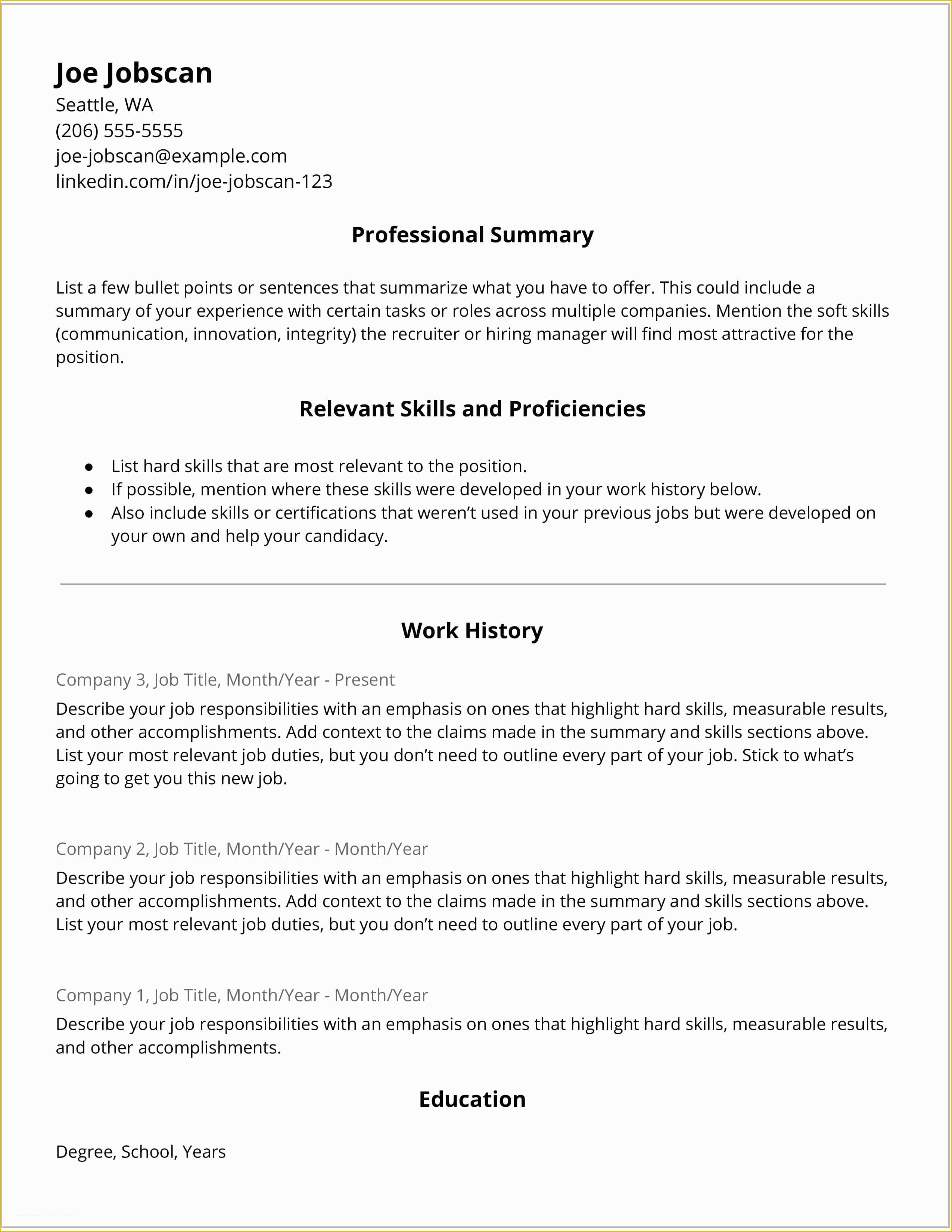 How to Make A Resume Free Template Of Hybrid Resume Template 1 11 Jobscan Blog