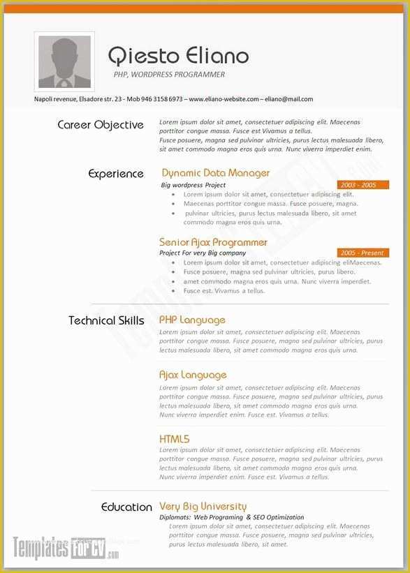 How to Make A Resume Free Template Of Resume Sample for Job Application Download