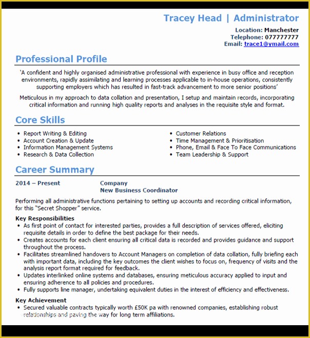 How to Write A Cv Template Free Of Administrator Cv Example Writing Guide and Cv Template