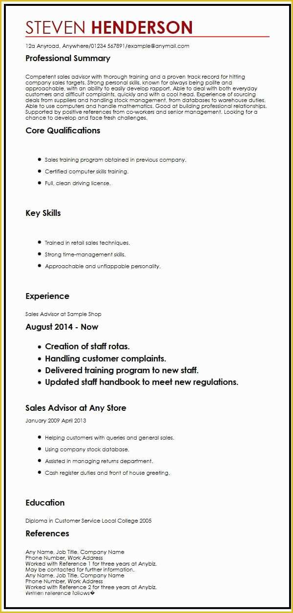How to Write A Cv Template Free Of Cv Example with References