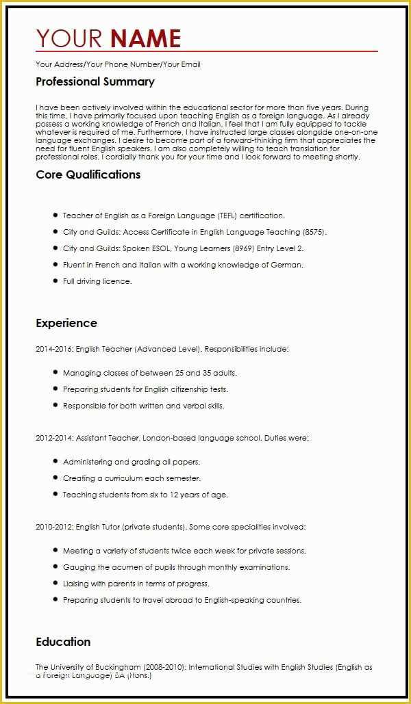 How to Write A Cv Template Free Of Free Cv Sample