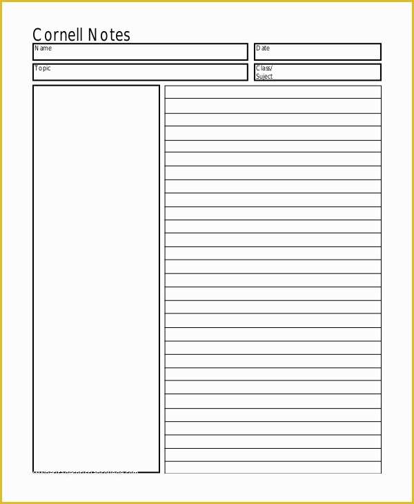 Hp Photo Templates Free Of Cornell Notes Word Template