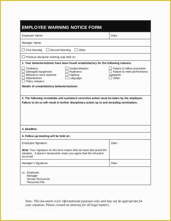 Hr Documents Templates Free Of 12 Employee Warning Notice Samples & Templates