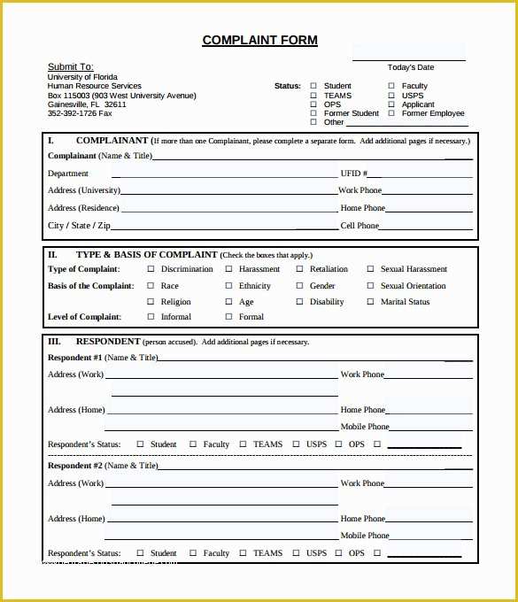 Hr Documents Templates Free Of 23 Hr Plaint forms Free Sample Example format