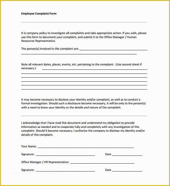 Hr Documents Templates Free Of 23 Hr Plaint forms Free Sample Example format