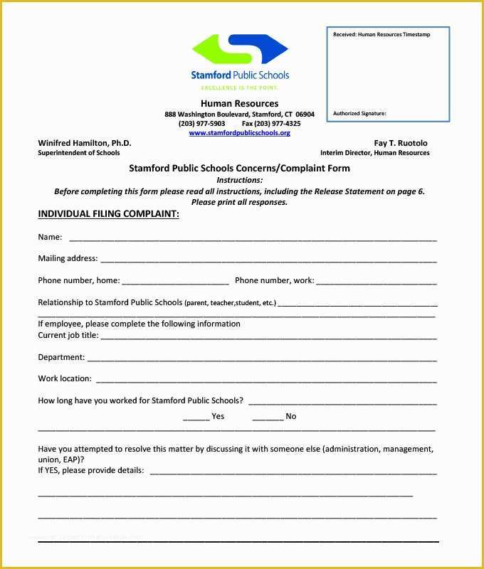 Hr Documents Templates Free Of 33 Hr Plaint forms Free Sample Example format