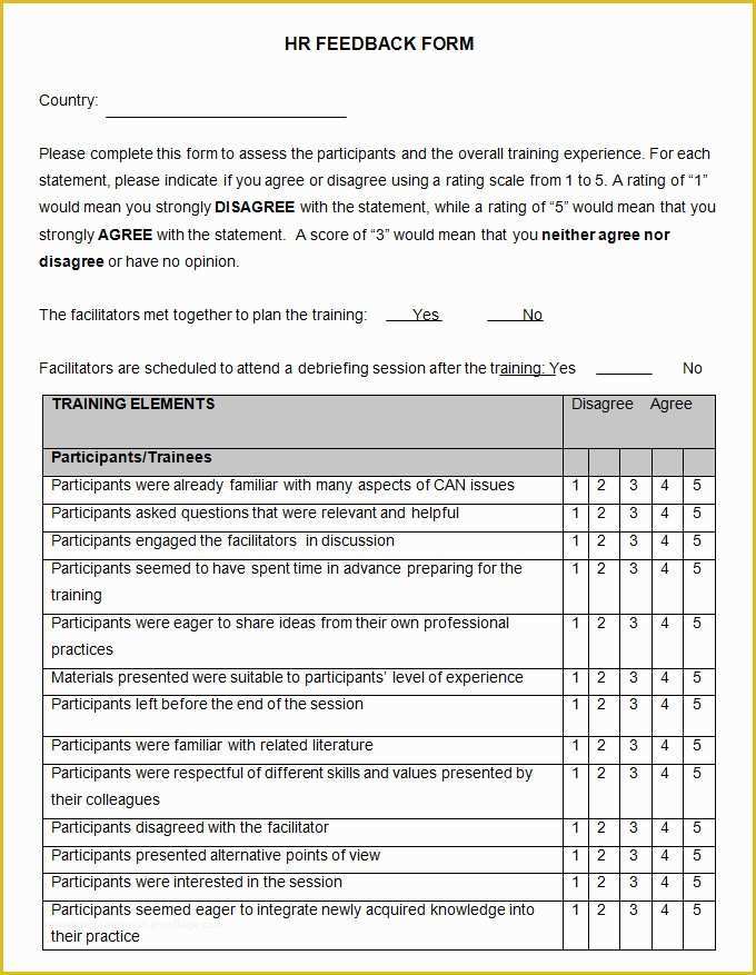 Hr Documents Templates Free Of 5 Hr Feedback forms Hr Templates