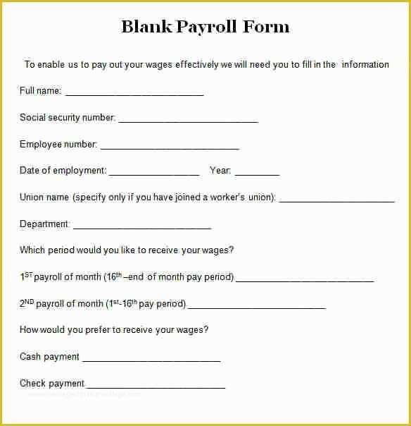 Hr Documents Templates Free Of 5 Sample Payroll forms