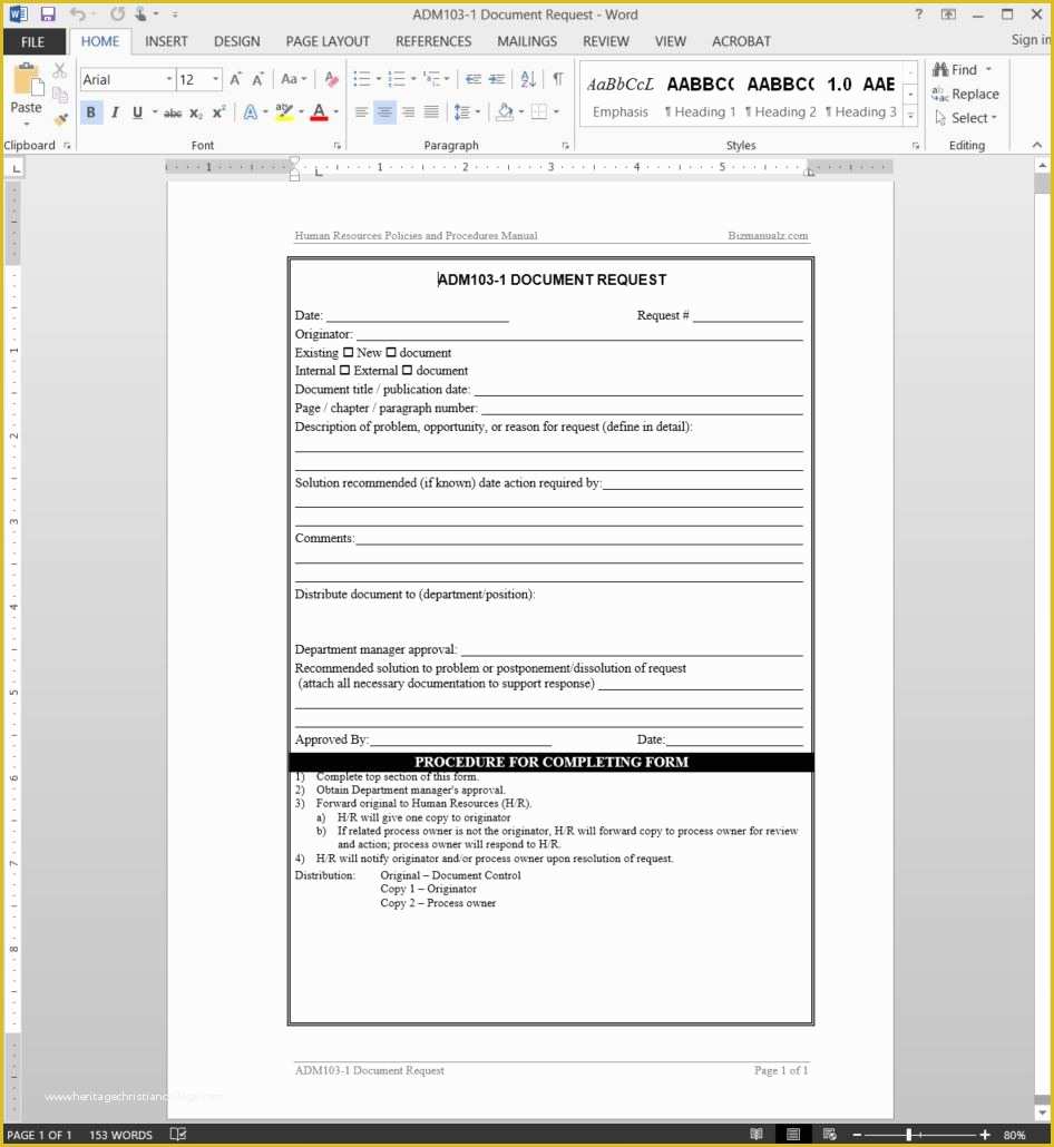Hr Documents Templates Free Of Document Request Template