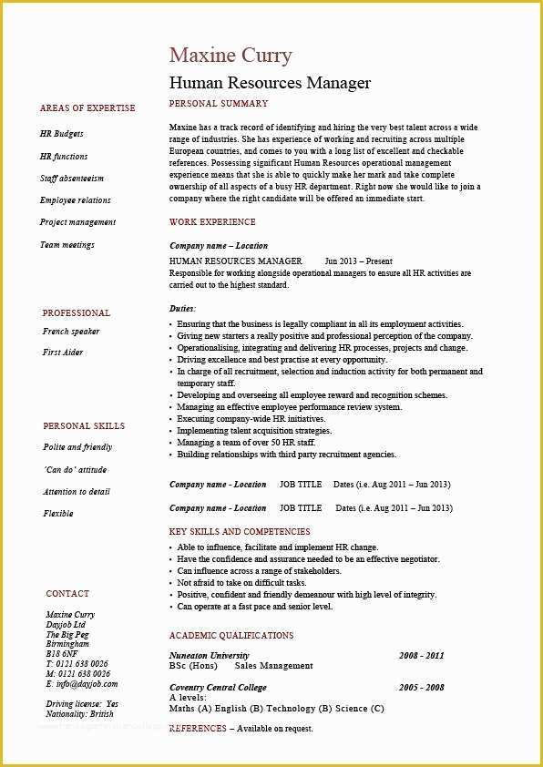 Hr Resume Templates Free Of 21 Best Hr Resume Templates for Freshers & Experienced