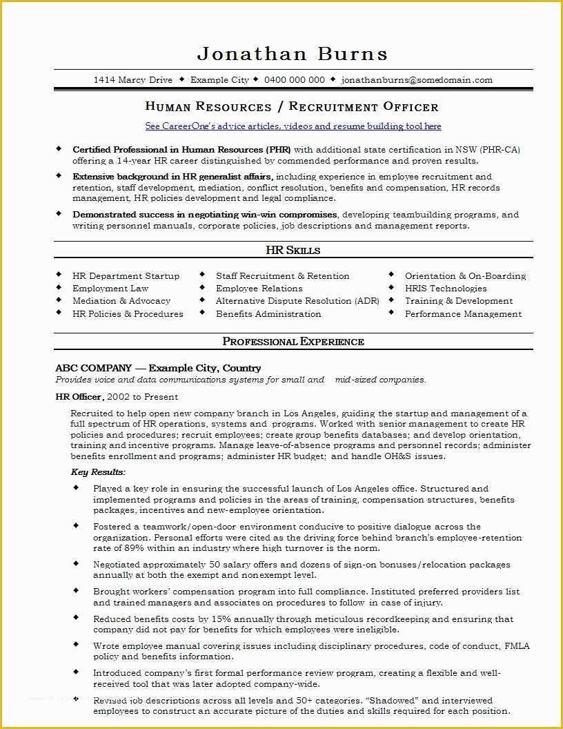 Hr Resume Templates Free Of 21 Best Hr Resume Templates for Freshers &amp; Experienced