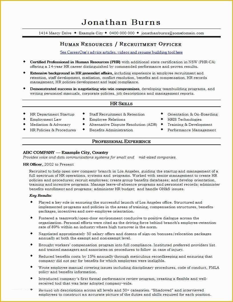 Hr Resume Templates Free Of 21 Best Hr Resume Templates for Freshers & Experienced