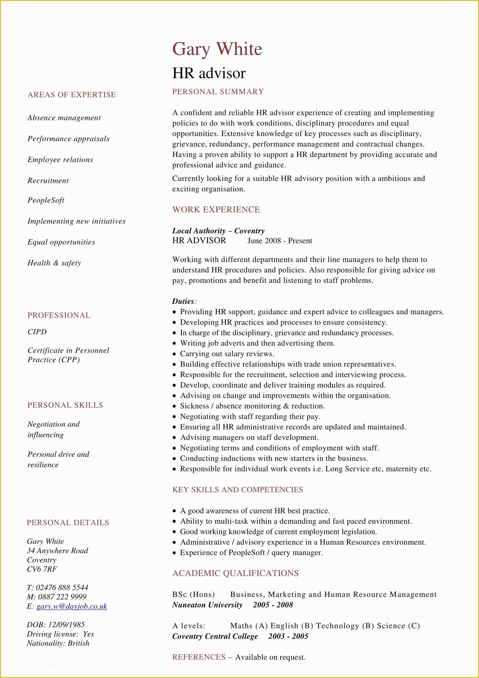 Hr Resume Templates Free Of 21 Best Hr Resume Templates for Freshers & Experienced